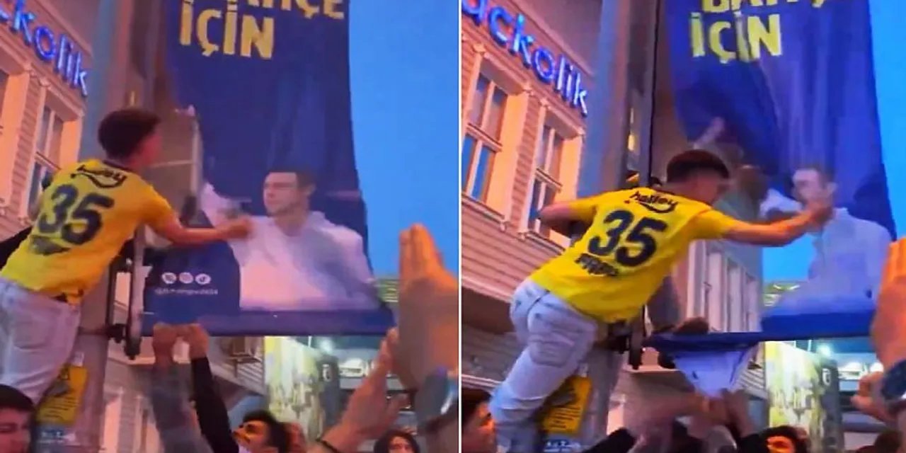 Fenerbahçe taraftarından büyük öfke! Taraftarlar Ali Koç'un posterine bıçakla saldırdı